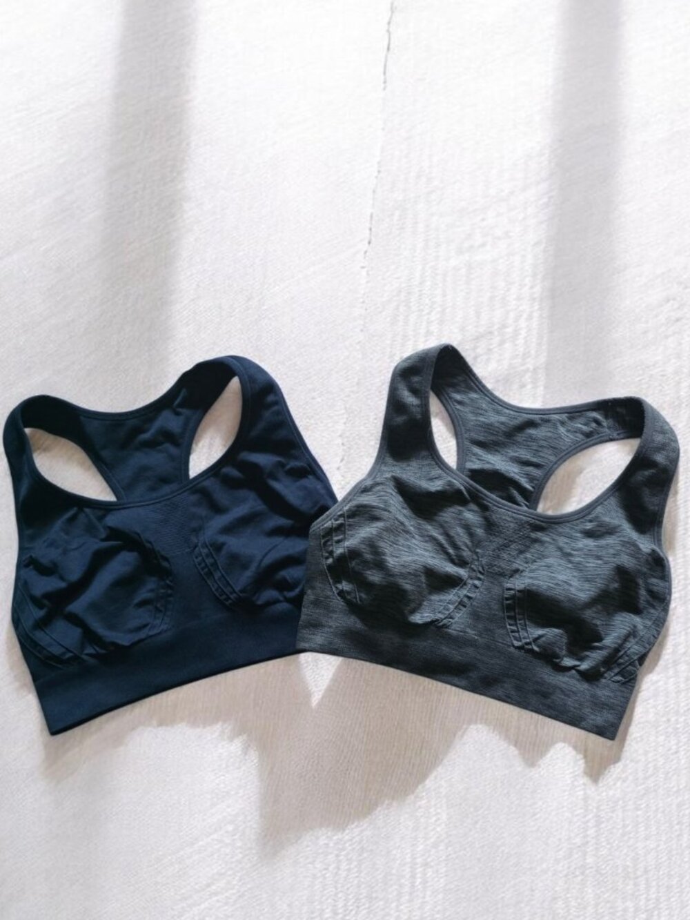 NWOT NOWSUNDAY (MED) 2PC Athletic Sports Bras Navy and Gray